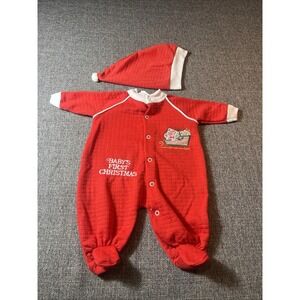 VINTAGE 1990'S BABYGRO INFANT BABY'S FIRST CHRISTMAS SLEEPWEAR -0-3 Months